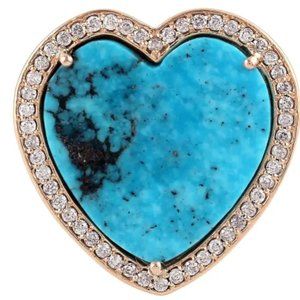 4.8 Carat Turquoise Diamond 14 Karat Gold Heart Gold Ring